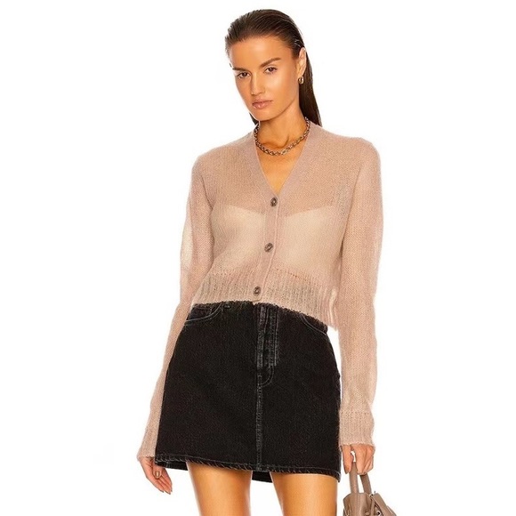 🍁ACNE STUDIOS mesh cardigan blush beige - Picture 4 of 15